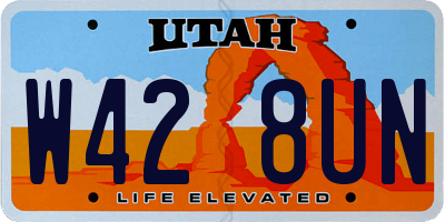 UT license plate W428UN