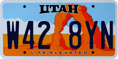 UT license plate W428YN