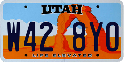 UT license plate W428YO