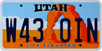 UT license plate W430IN