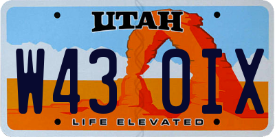 UT license plate W430IX