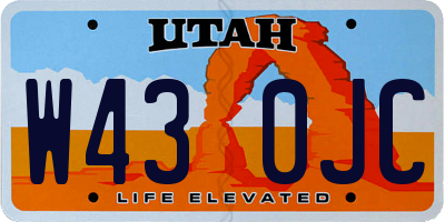 UT license plate W430JC