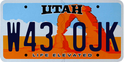 UT license plate W430JK