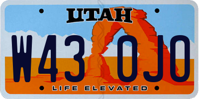 UT license plate W430JO
