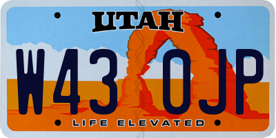 UT license plate W430JP