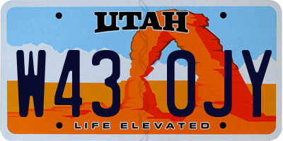 UT license plate W430JY