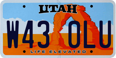 UT license plate W430LU