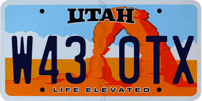 UT license plate W430TX