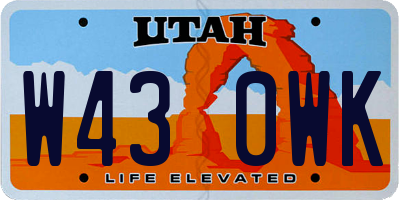 UT license plate W430WK