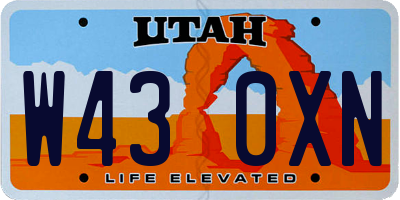 UT license plate W430XN