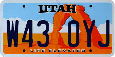 UT license plate W430YJ