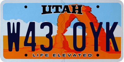 UT license plate W430YK