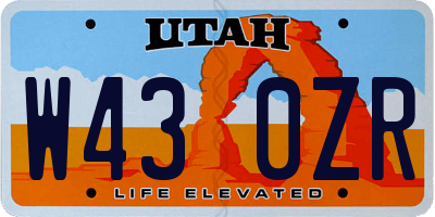 UT license plate W430ZR