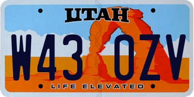UT license plate W430ZV