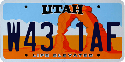 UT license plate W431AF