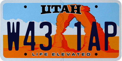 UT license plate W431AP