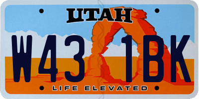 UT license plate W431BK