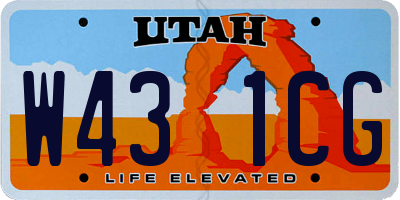UT license plate W431CG