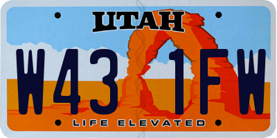 UT license plate W431FW
