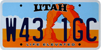 UT license plate W431GC
