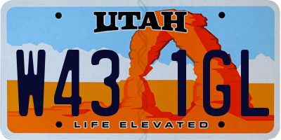 UT license plate W431GL
