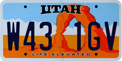 UT license plate W431GV