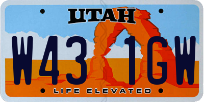 UT license plate W431GW