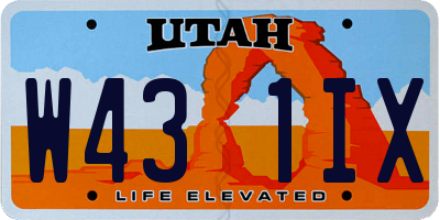 UT license plate W431IX