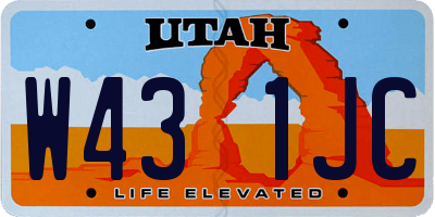 UT license plate W431JC