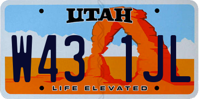 UT license plate W431JL