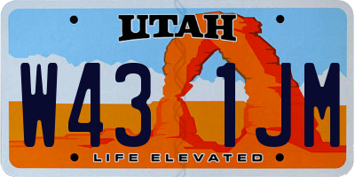 UT license plate W431JM