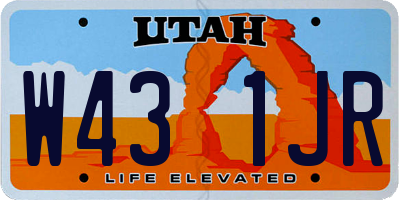 UT license plate W431JR