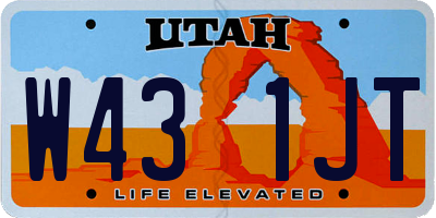UT license plate W431JT