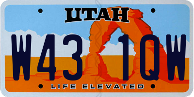 UT license plate W431QW