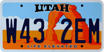 UT license plate W432EM