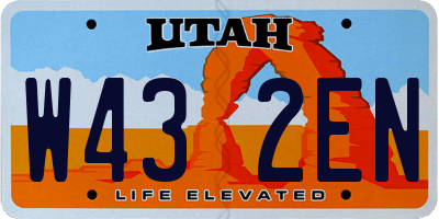 UT license plate W432EN