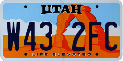 UT license plate W432FC