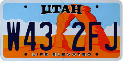UT license plate W432FJ