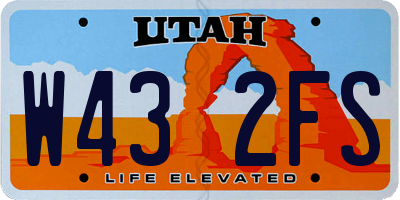 UT license plate W432FS