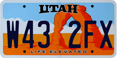 UT license plate W432FX