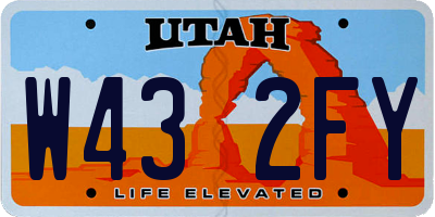 UT license plate W432FY