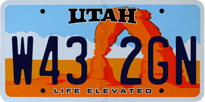 UT license plate W432GN