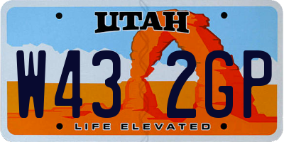 UT license plate W432GP