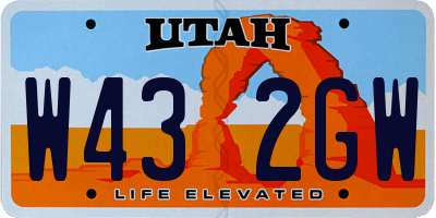 UT license plate W432GW