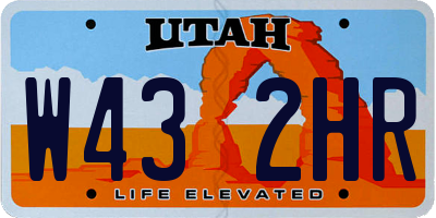 UT license plate W432HR