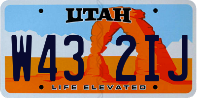 UT license plate W432IJ