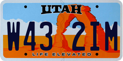UT license plate W432IM