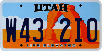 UT license plate W432IO