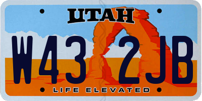 UT license plate W432JB