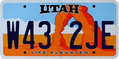 UT license plate W432JE
